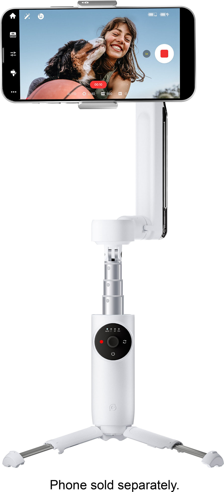 Insta360 - Flow Standard 3-axis Gimbal Stabilizer for Smartphones with built-in Tripod - White_0