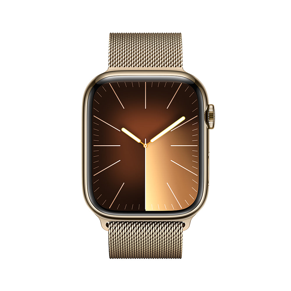 Apple Watch Series 9 (GPS + Cellular) 45mm Gold Stainless Steel Case with Gold Milanese Loop - Gold (AT&T)_1