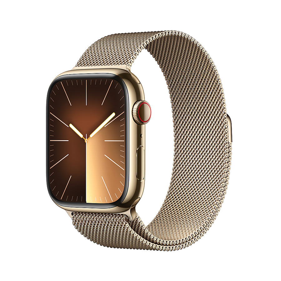 Apple Watch Series 9 (GPS + Cellular) 45mm Gold Stainless Steel Case with Gold Milanese Loop - Gold (AT&T)_0