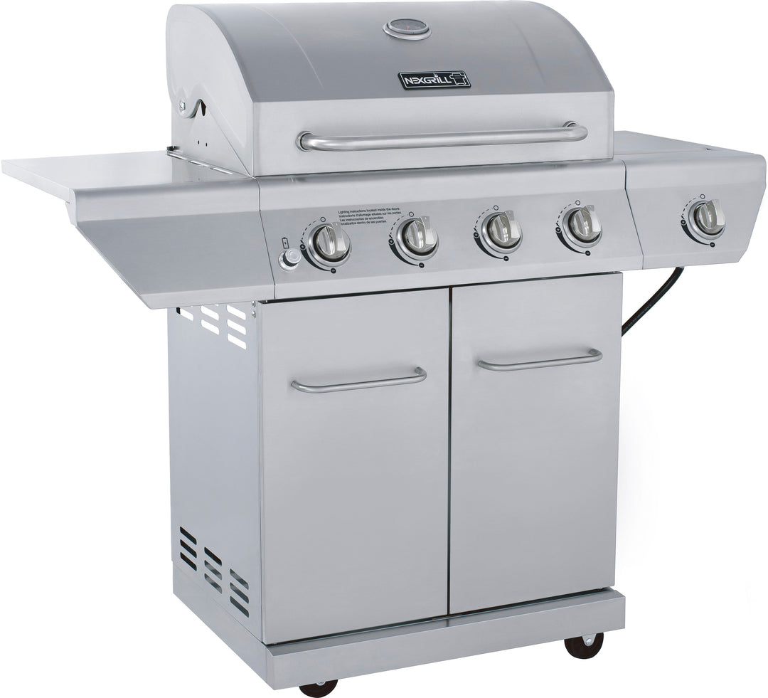Nexgrill - 4 Burner + Side Burner Stainless Cart Gas Grill - Silver_12