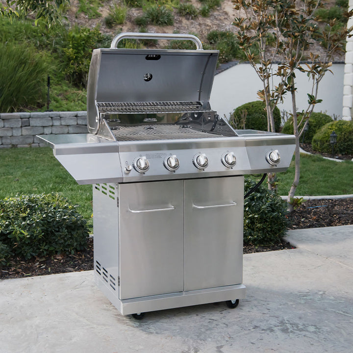 Nexgrill - 4 Burner + Side Burner Stainless Cart Gas Grill - Silver_11