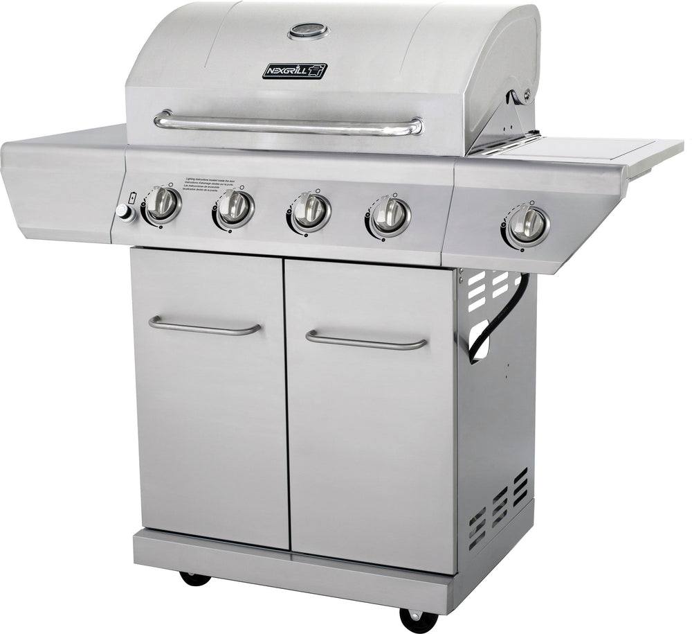 Nexgrill - 4 Burner + Side Burner Stainless Cart Gas Grill - Silver_1