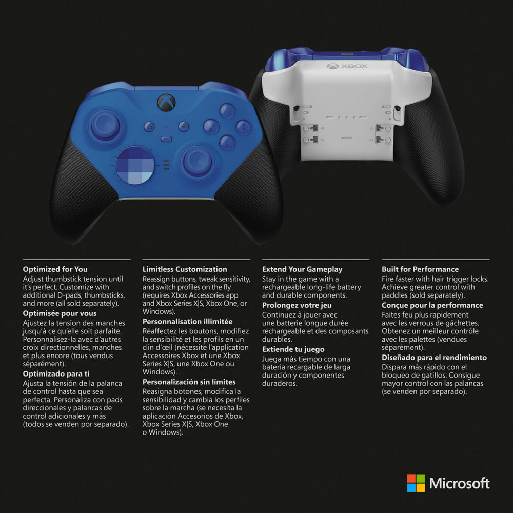 Microsoft - Elite Series 2 Core Wireless Controller for Xbox Series X, Xbox Series S, Xbox One, and Windows PCs - Blue_1