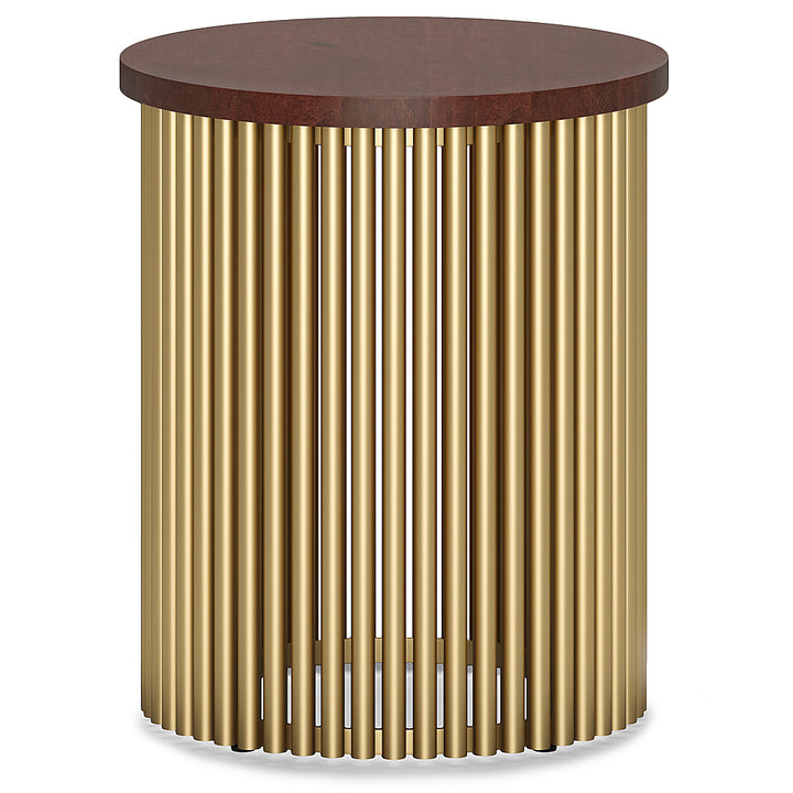 Simpli Home - Demy Metal and Wood Accent Table - Cognac and Gold_0