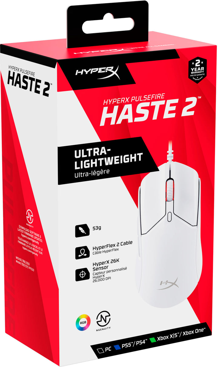 HyperX - Pulsefire Haste 2 Lightweight Wired Optical Gaming Mouse with RGB Lighting - White_3