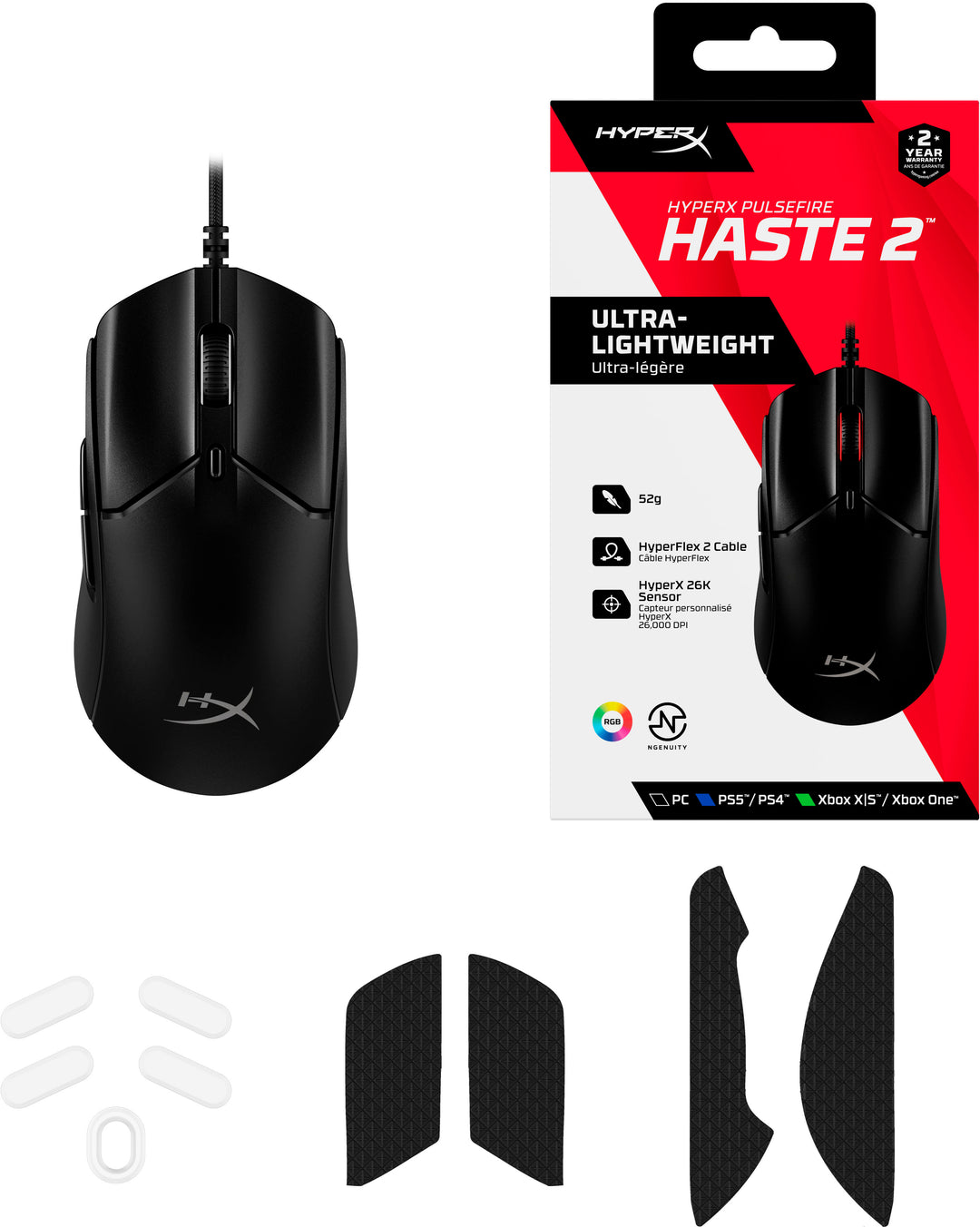 HyperX - Pulsefire Haste 2 Lightweight Wired Optical Gaming Mouse with RGB Lighting - Black_6