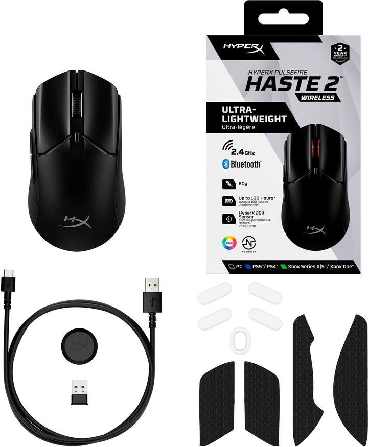 HyperX - Pulsefire Haste 2 Lightweight Wireless Optical Gaming Mouse with RGB Lighting - Black_5