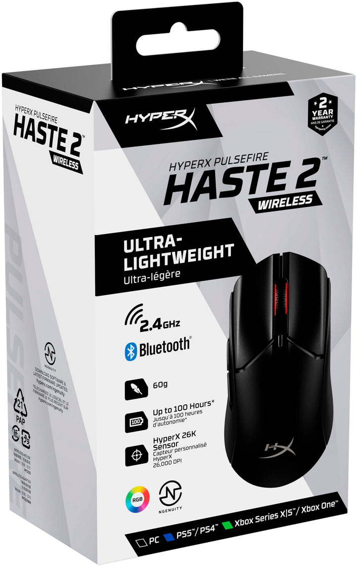 HyperX - Pulsefire Haste 2 Lightweight Wireless Optical Gaming Mouse with RGB Lighting - Black_4