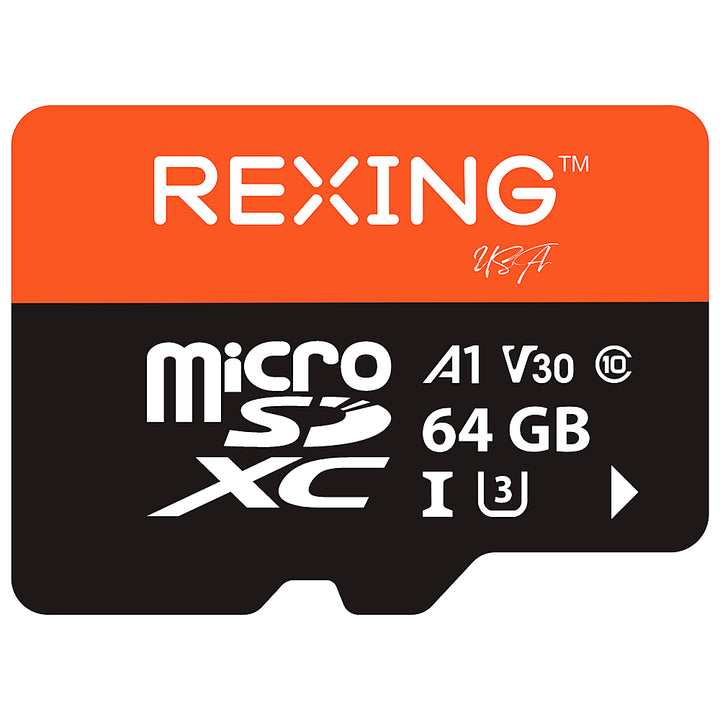Rexing - 64GB MicroSDXC UHS-3 Full HD Video High Speed Transfer Monitoring SD Card with Adapter_0
