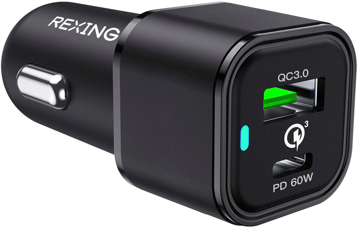 Rexing - 78W Vehicle Quick Charger with 1 USB-C & 1 USB Port Compatible with iPhone and Samsung Note - Black_2