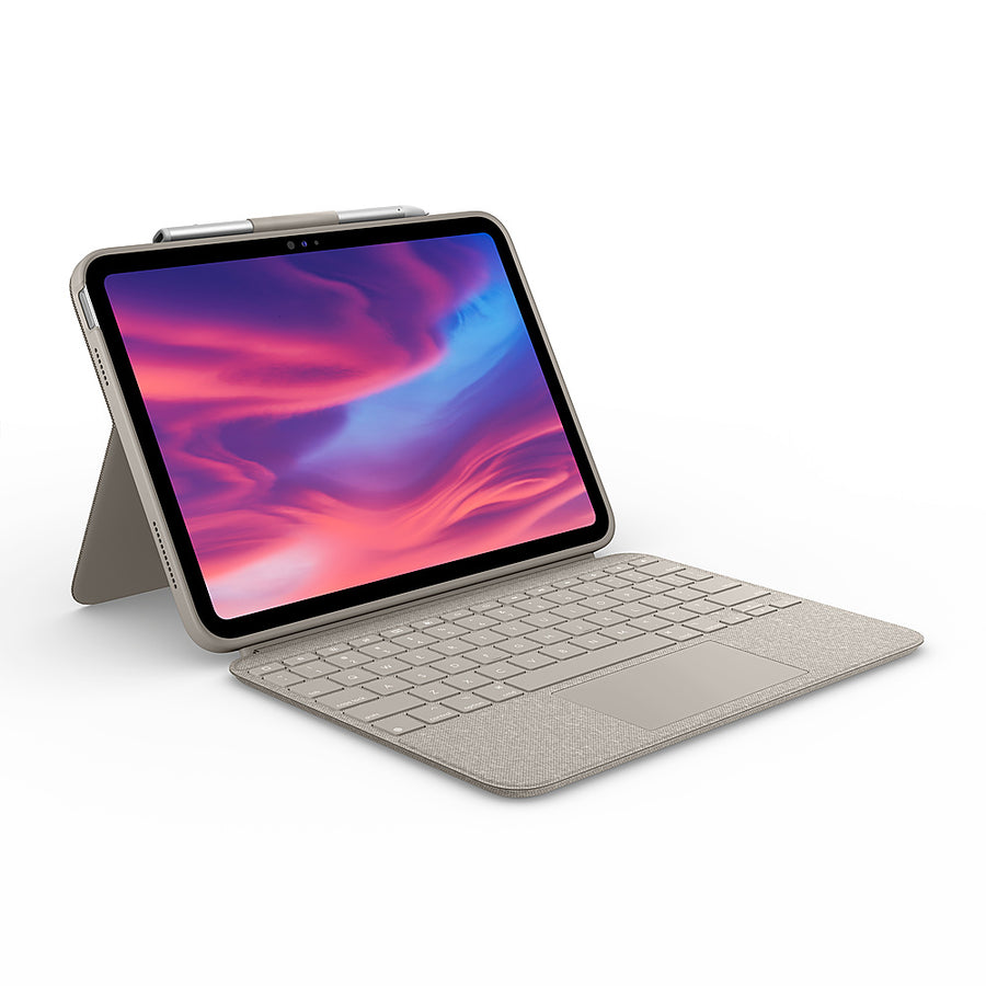 Logitech - Combo Touch Keyboard and Trackpad Case for Apple iPad (10th Gen) with Detachable Backlit Keyboard - Sand_0