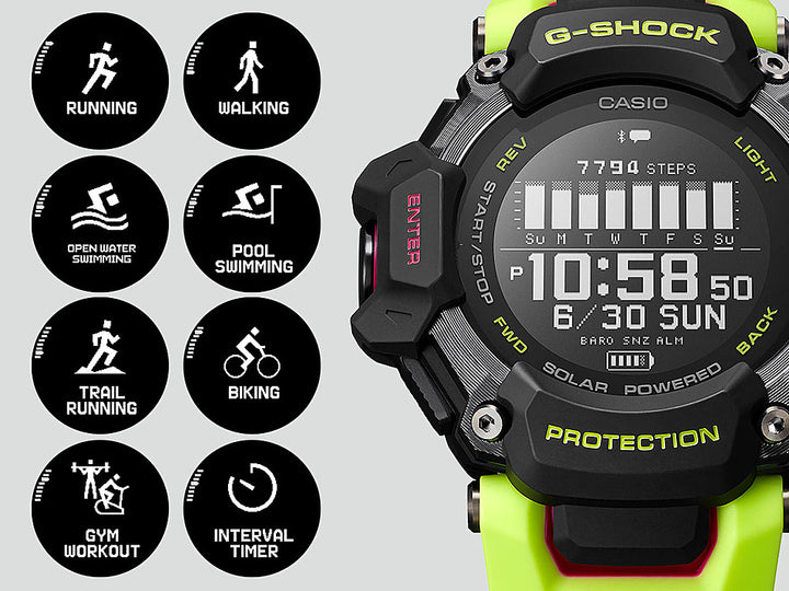 Casio - G-Shock Move 52mm Heart Rate + GPS Solar Assist Resin Strap Smartwatch - Black_5