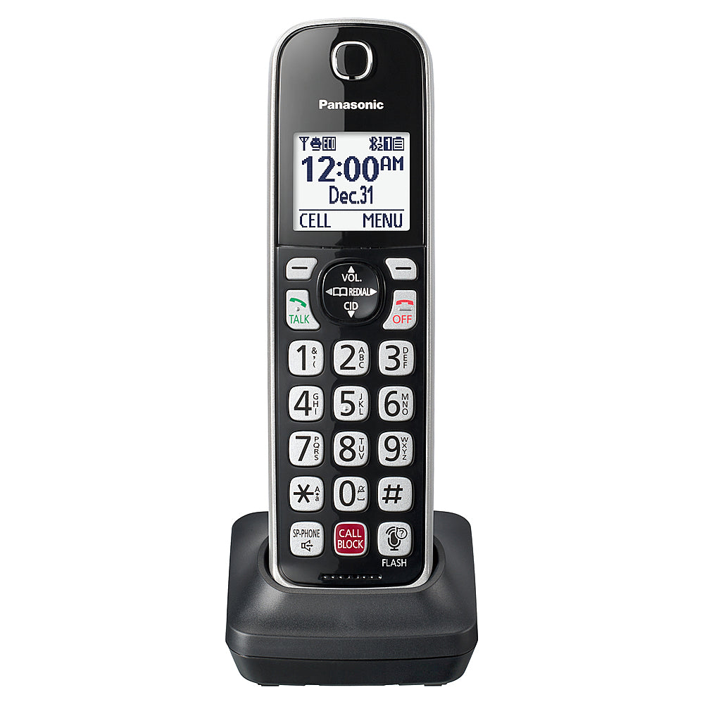 Panasonic - KX-TGDA86S Cordless Expansion Handset for KX-TGD86x Series Cordless Phone Systems - Black with Silver Trim_1