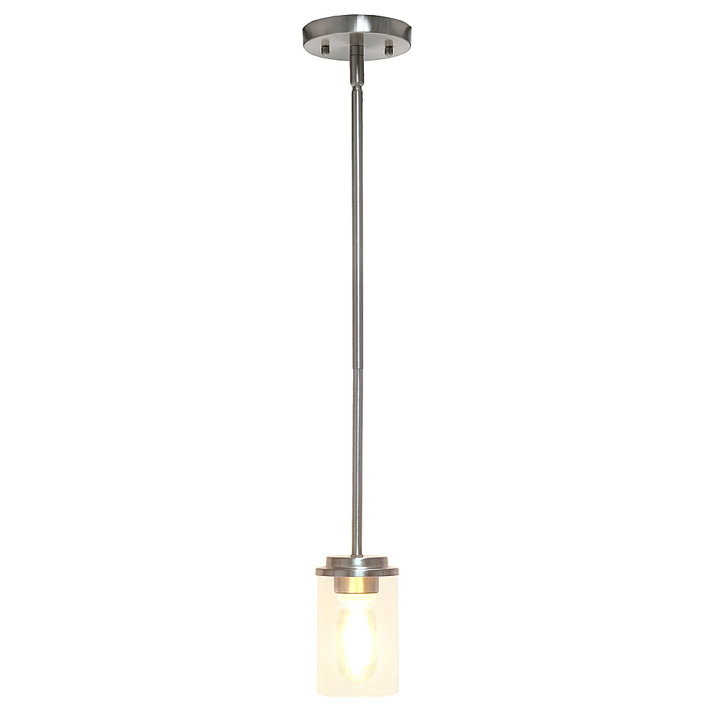 Lalia Home 1 Light Adjustable Pendant Fixture with Clear Glass Cylinder - Brushed nickel_1