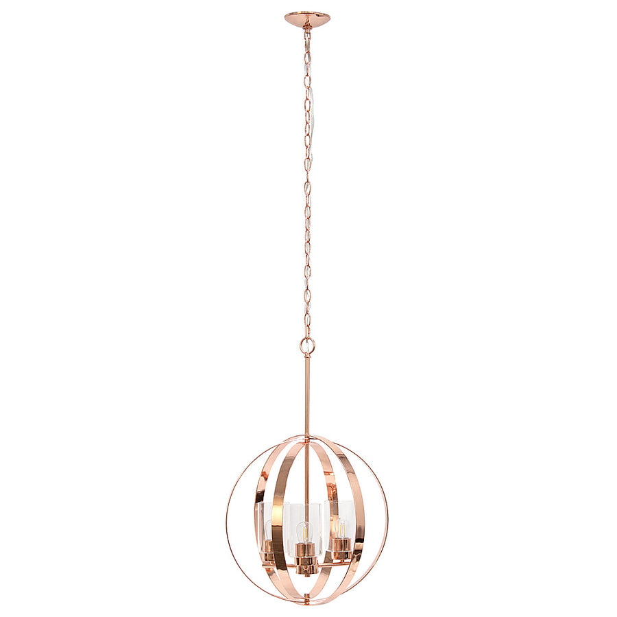 Lalia Home 3 Light Adjustable Globe Ceiling Pendant - Rose gold_0