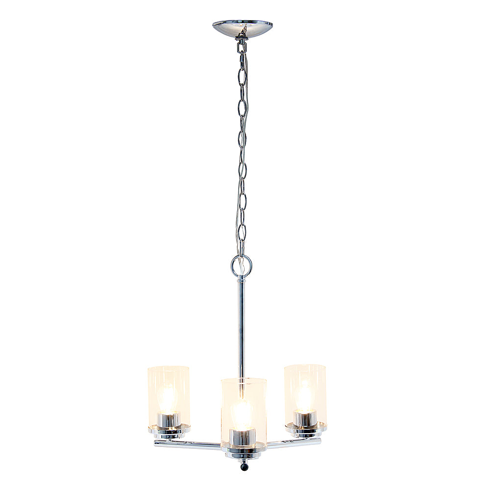 Lalia Home 3 Light Clear Glass and Metal Hanging Pendant Chandelier - Chrome_1