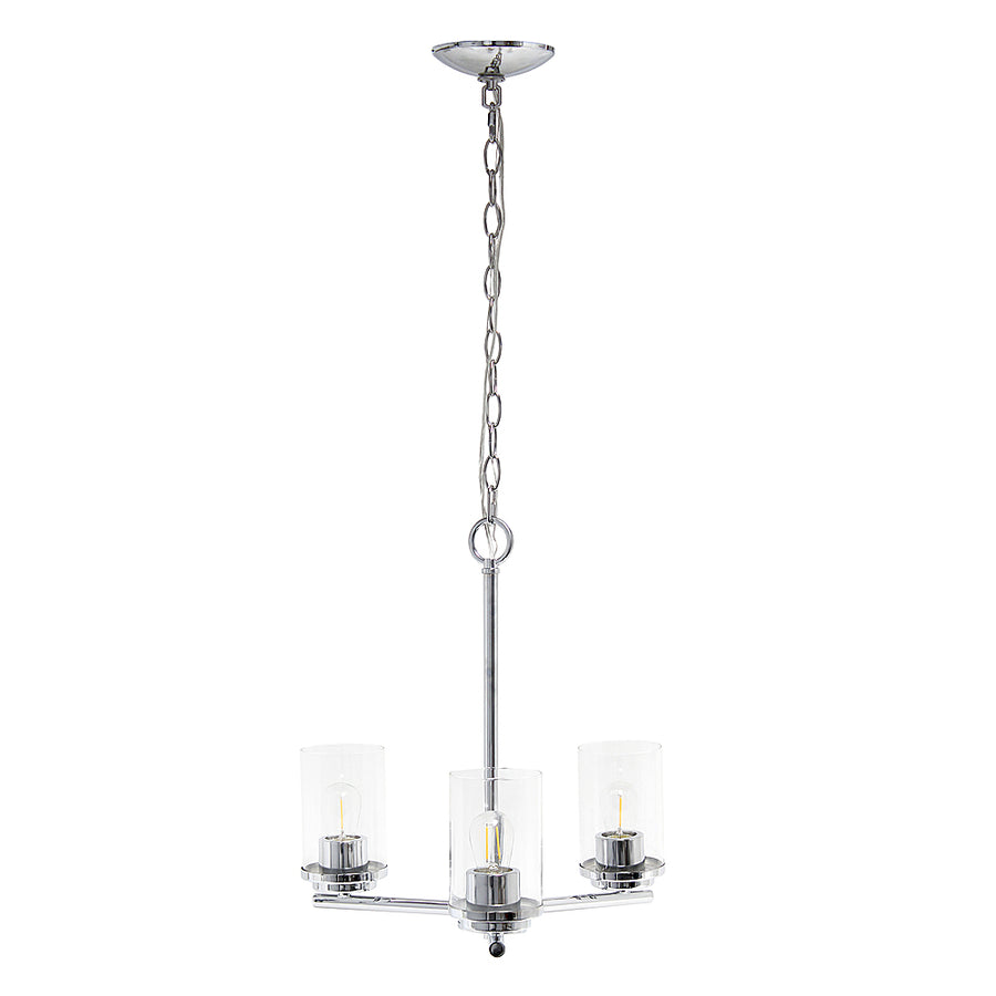 Lalia Home 3 Light Clear Glass and Metal Hanging Pendant Chandelier - Chrome_0