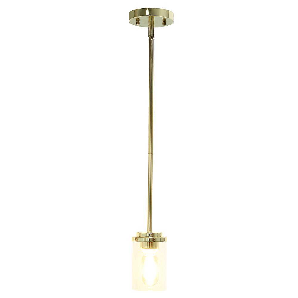 Lalia Home 1 Light Adjustable Pendant Fixture with Clear Glass Cylinder - Gold_1