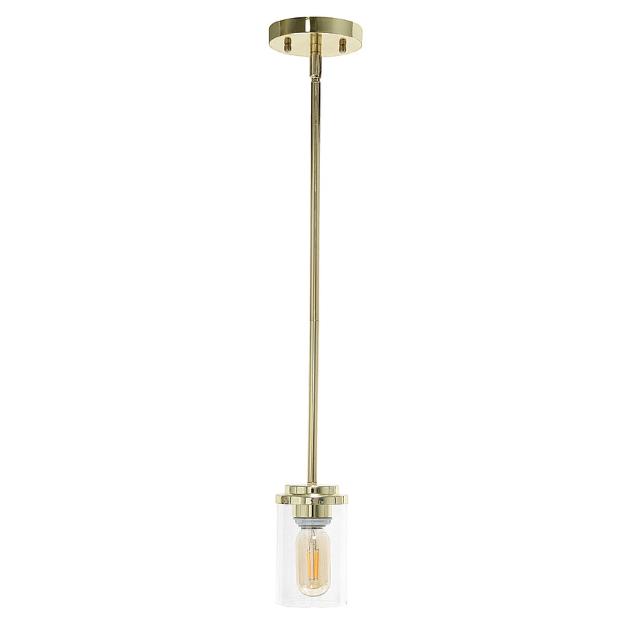 Lalia Home 1 Light Adjustable Pendant Fixture with Clear Glass Cylinder - Gold_0