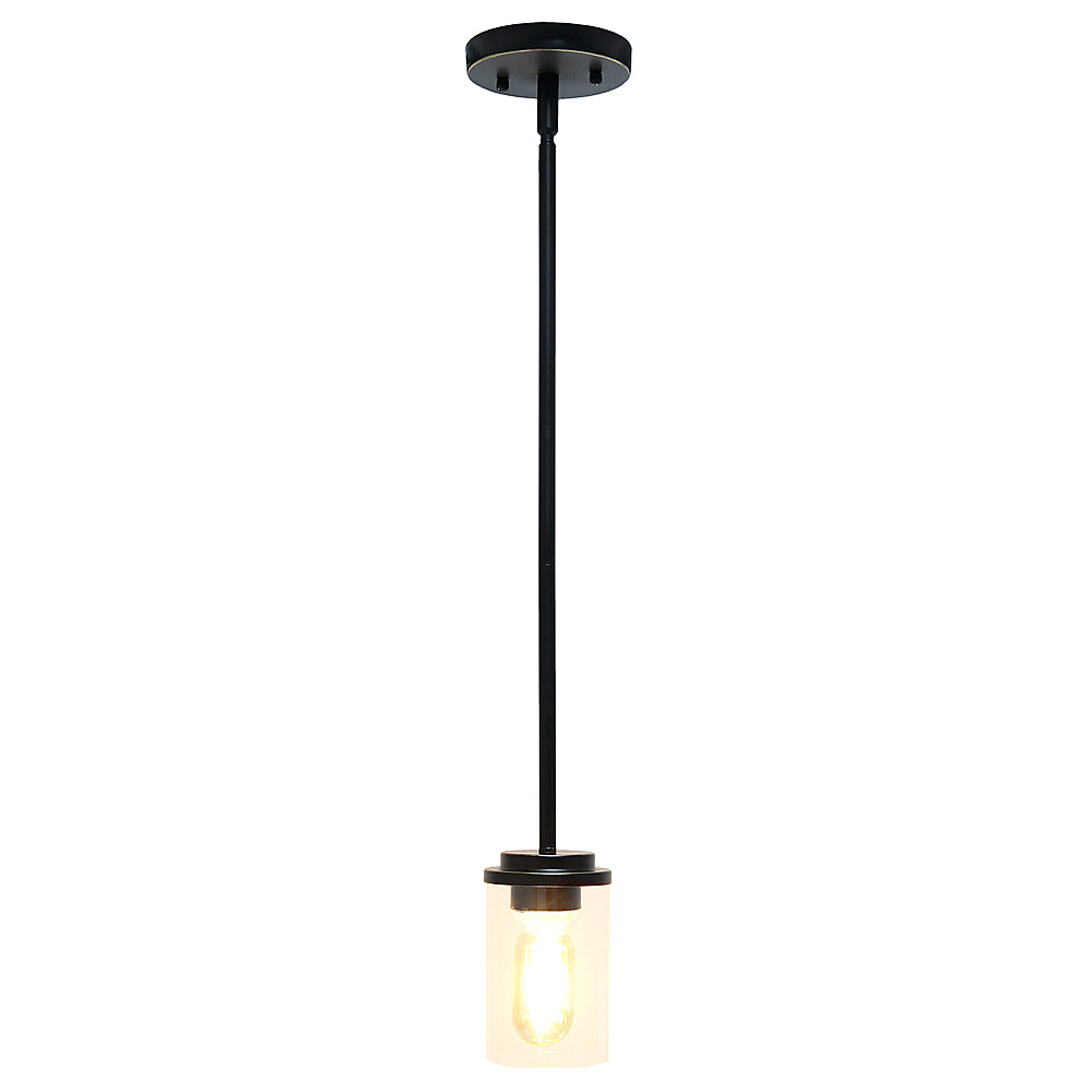 Lalia Home 1 Light Adjustable Pendant Fixture with Clear Glass Cylinder - Restoration bronze_1
