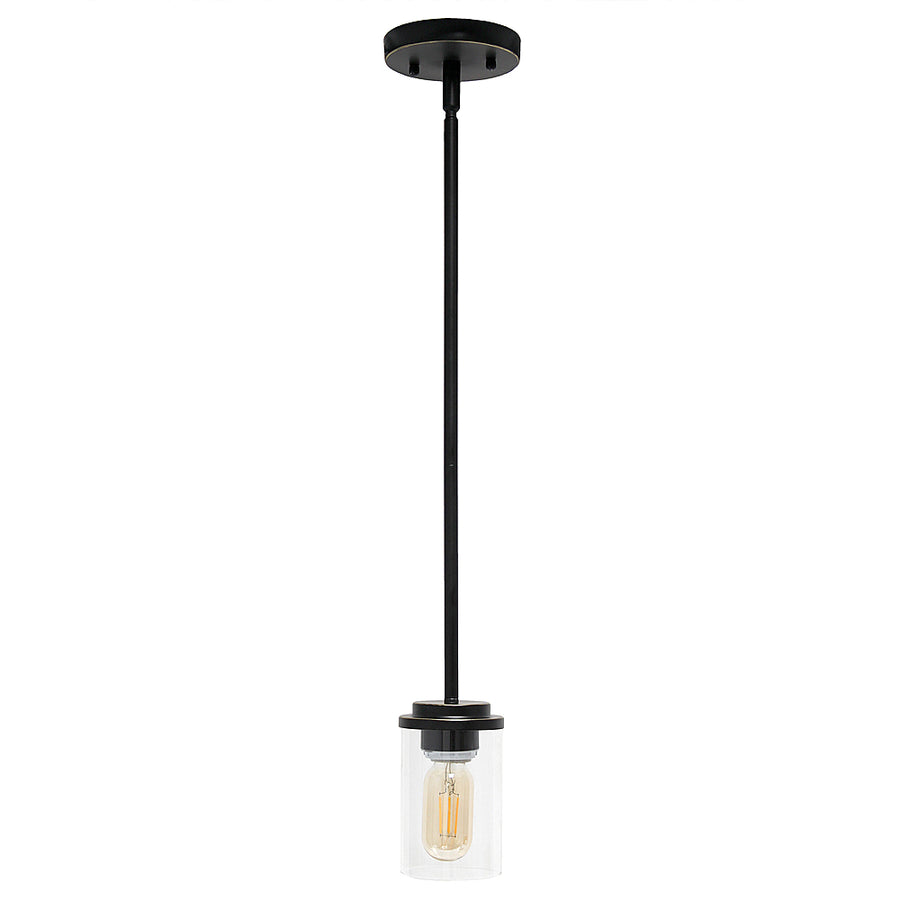 Lalia Home 1 Light Adjustable Pendant Fixture with Clear Glass Cylinder - Restoration bronze_0