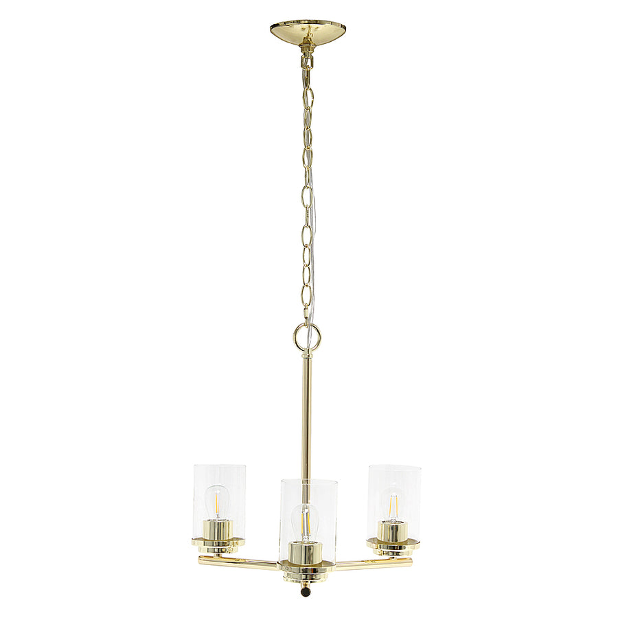 Lalia Home 3 Light Clear Glass and Metal Hanging Pendant Chandelier - Gold_0