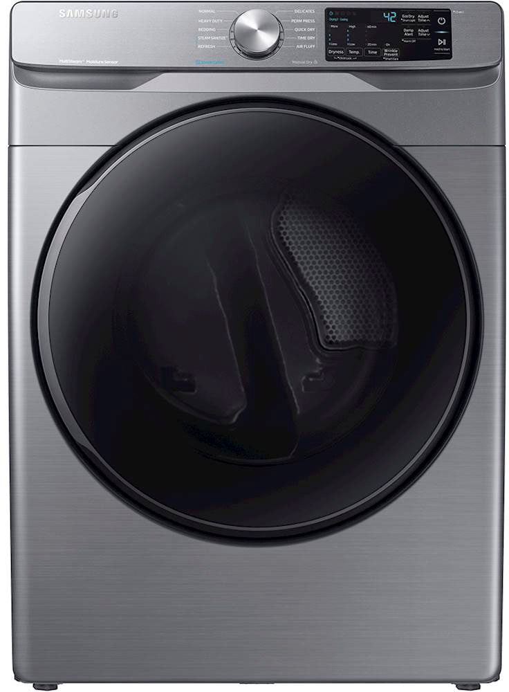 Samsung - Open Box 7.5 Cu. Ft. Stackable Electric Dryer with Steam and Sensor Dry - Platinum_0