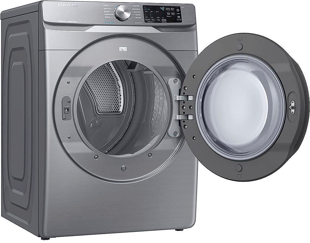 Samsung - Open Box 7.5 Cu. Ft. Stackable Electric Dryer with Steam and Sensor Dry - Platinum_3