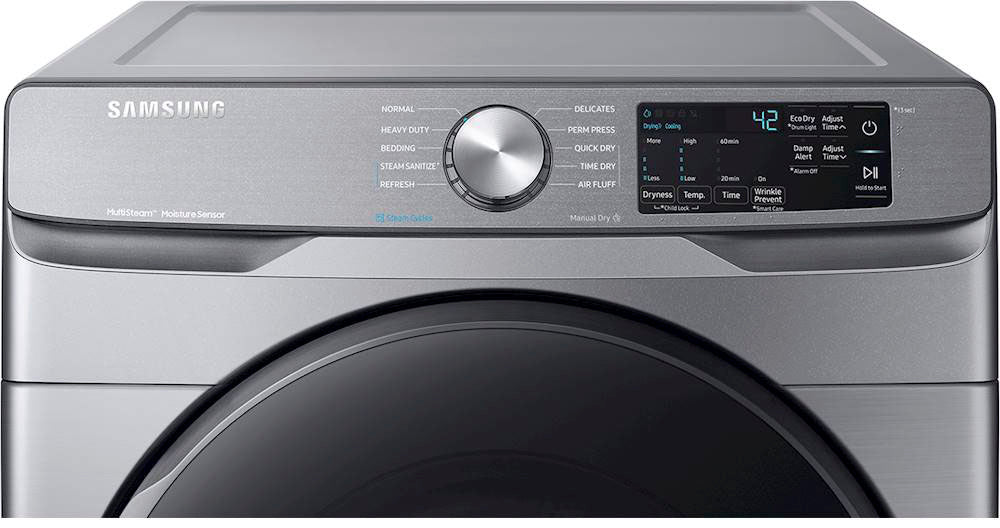 Samsung - Open Box 7.5 Cu. Ft. Stackable Electric Dryer with Steam and Sensor Dry - Platinum_1