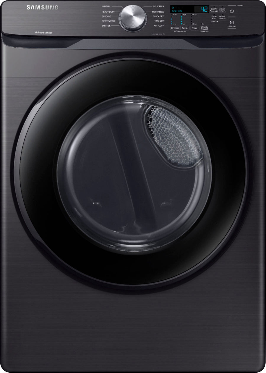 Samsung - 7.5 Cu. Ft. Stackable Electric Dryer with Sensor Dry - Black Stainless Steel_0
