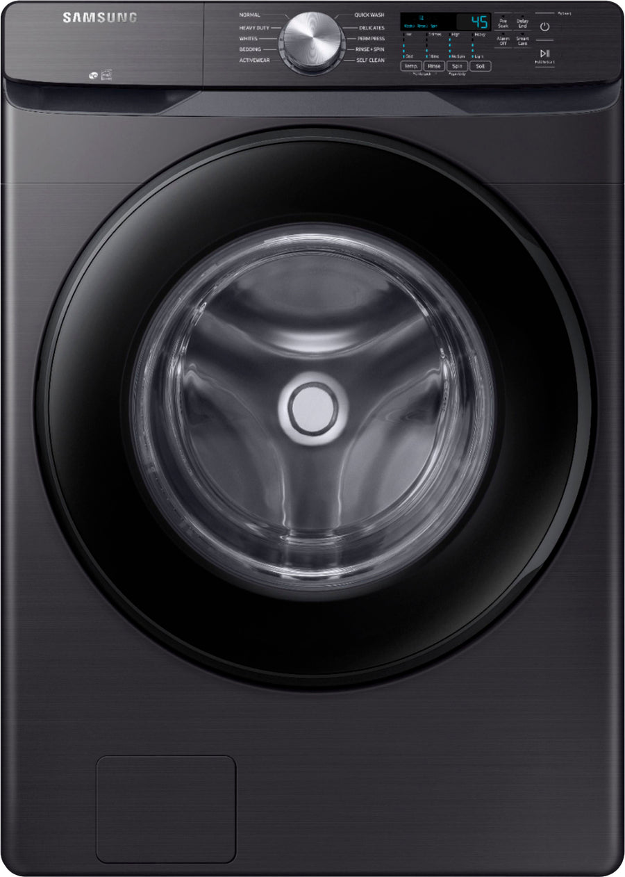 Samsung - 4.5 Cu. Ft. High Efficiency Stackable Front Load Washer with Steam and Vibration Reduction Technology+ - Black Stainless Steel_0