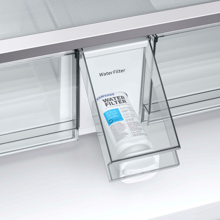 Samsung - Open Box BESPOKE 29 cu. ft 4-Door French Door Refrigerator with Beverage Center - Morning Blue Glass_12