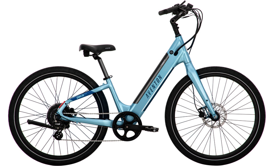 Aventon - Pace 500.3 Step-Through Ebike w/ up to 60 mile Max Operating Range and 28 MPH Max Speed - Regular - Blue Steel_0