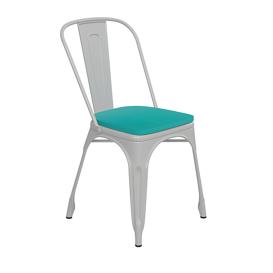 Flash Furniture - All-Weather Commercial Stack Chair & Poly Resin Seat - White/Mint Green_0
