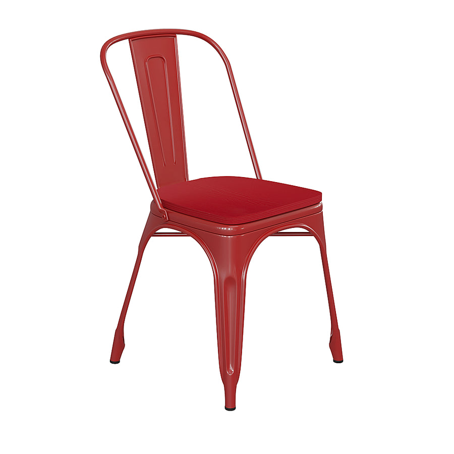Flash Furniture - All-Weather Commercial Stack Chair & Poly Resin Seat - Red/Red_0