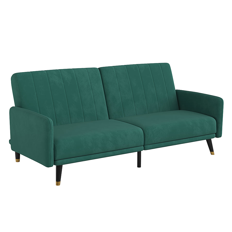 Flash Furniture - Convertible Split Back Futon Sofa Sleeper with Wooden Legs - Emerald_0