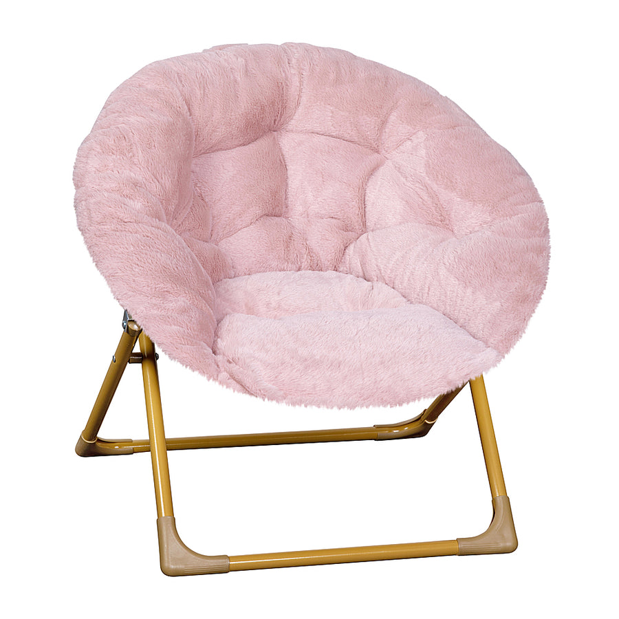 Flash Furniture - Kids Folding Faux Fur Saucer Chair for Playroom or Bedroom - Blush/Soft Gold_0