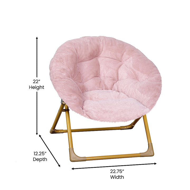 Flash Furniture - Kids Folding Faux Fur Saucer Chair for Playroom or Bedroom - Blush/Soft Gold_6