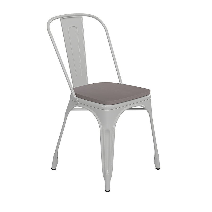 Flash Furniture - All-Weather Commercial Stack Chair & Poly Resin Seat - White/Gray_0