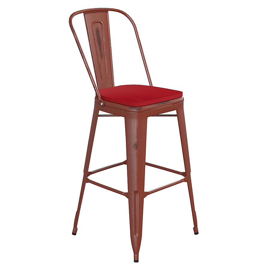 Flash Furniture - Carly All-Weather Bar Height Stool with Poly Resin Seat - Kelly Red/Red_0
