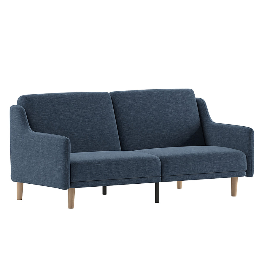 Flash Furniture - Split Back Futon Sofa with Curved Arms and Solid Wood Legs - Navy_0