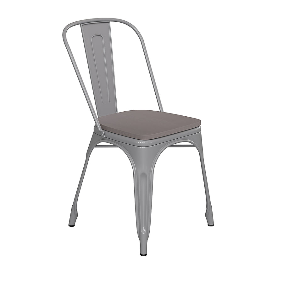 Flash Furniture - All-Weather Commercial Stack Chair & Poly Resin Seat - Silver/Gray_0