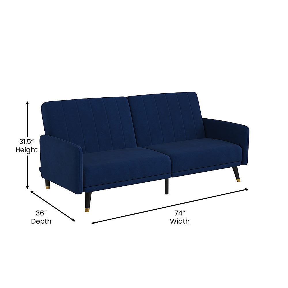 Flash Furniture - Convertible Split Back Futon Sofa Sleeper with Wooden Legs - Navy_7
