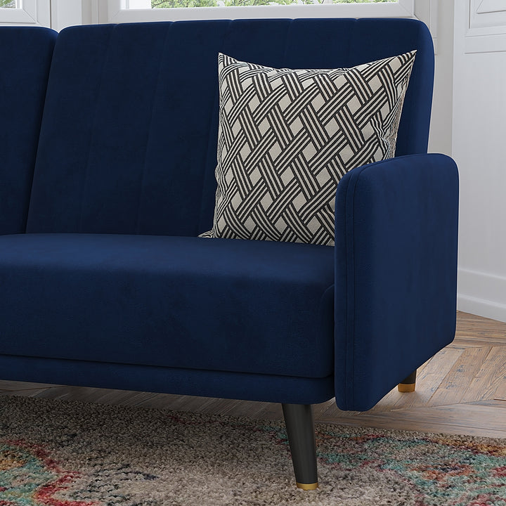 Flash Furniture - Convertible Split Back Futon Sofa Sleeper with Wooden Legs - Navy_6