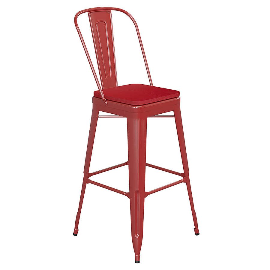 Flash Furniture - Kai All-Weather Commercial Bar Stool with Removable Back/Poly Seat - Red/Red_0