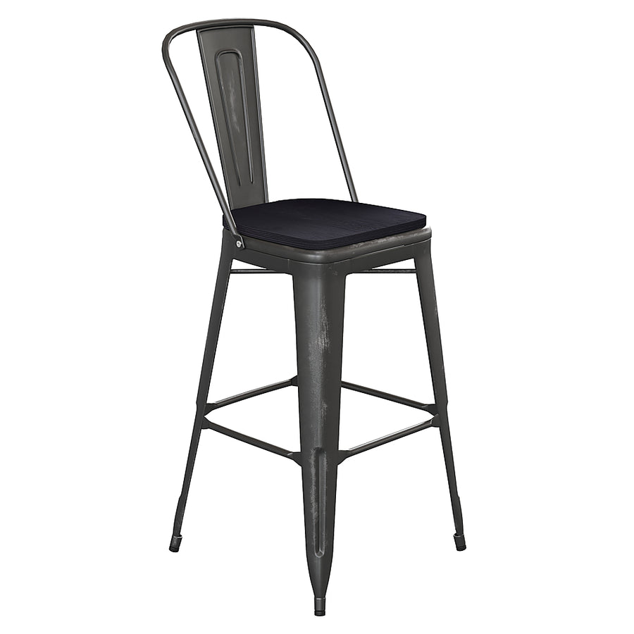 Flash Furniture - Carly All-Weather Bar Height Stool with Poly Resin Seat - Black/Black_0