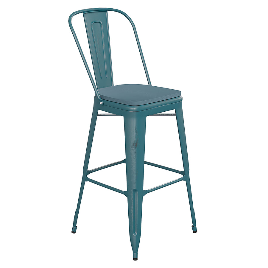 Flash Furniture - Carly All-Weather Bar Height Stool with Poly Resin Seat - Kelly-Blue Teal/Teal - Kelly Blue-Teal/Teal-Blue_0