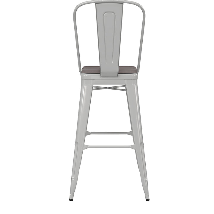 Flash Furniture - Kai All-Weather Commercial Bar Stool with Removable Back/Poly Seat - White/Gray_4