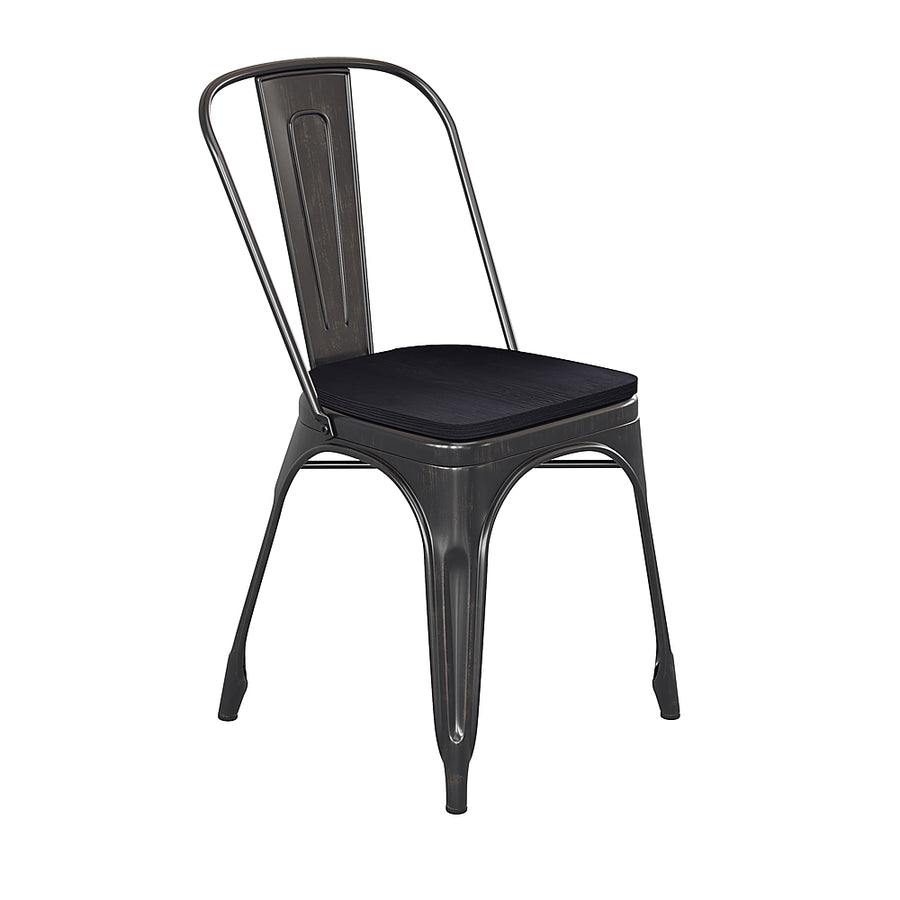 Flash Furniture - All-Weather Commercial Stack Chair & Poly Resin Seat - Black-Antique Gold/Black_0