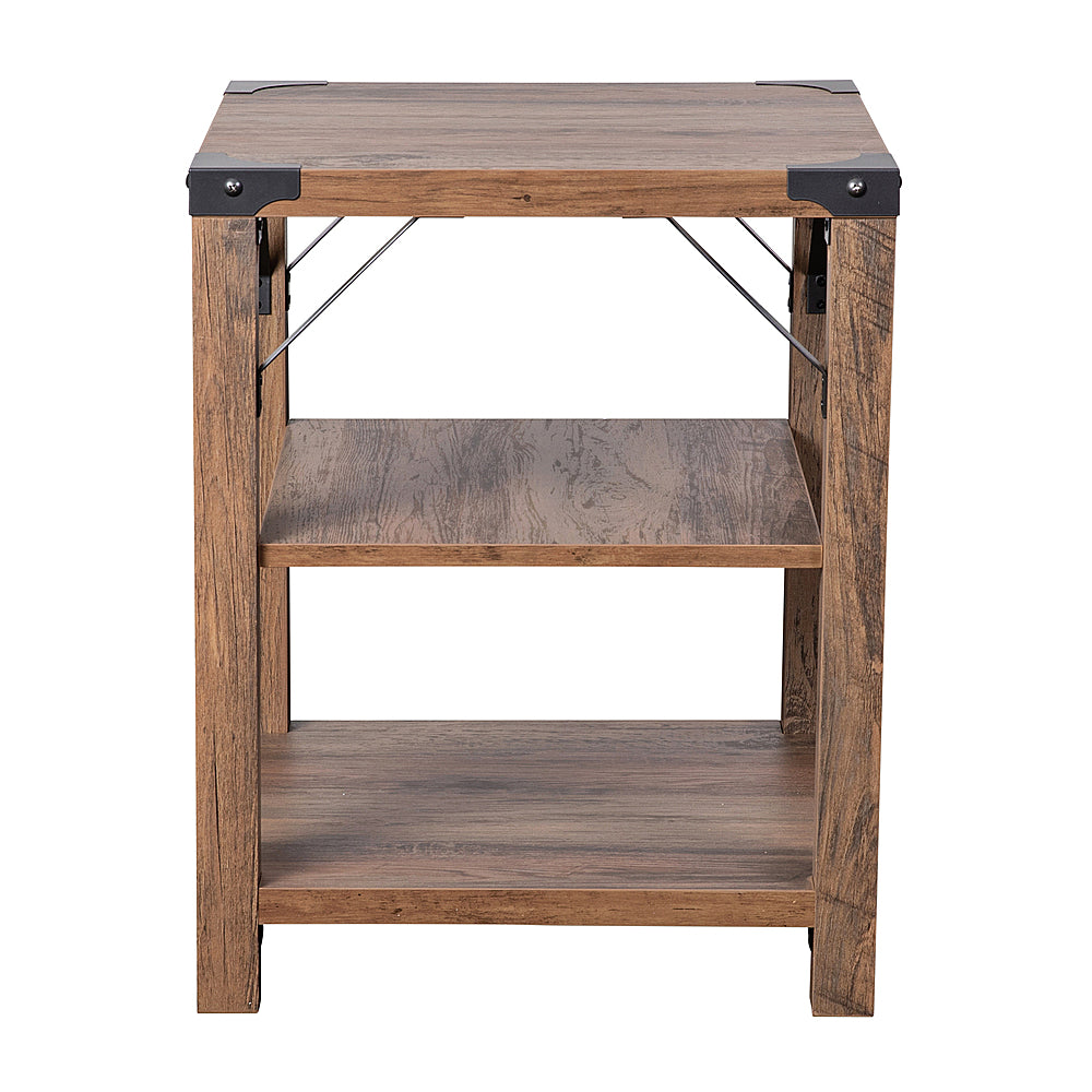 Flash Furniture - 3-Tier Side Table with Metal Side Braces and Corner Caps - Rustic Oak_8